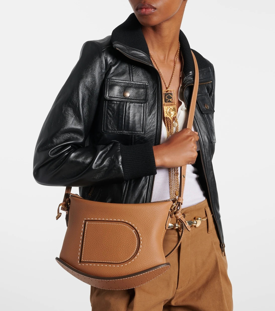 Delvaux - Pin Swing Surpiqué leather shoulder bag