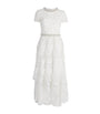 Self-Portrait White Tulle Embellished Tiered Midi Dress