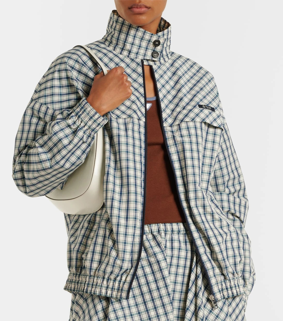 Prada - Checked cotton-blend chambray jacket