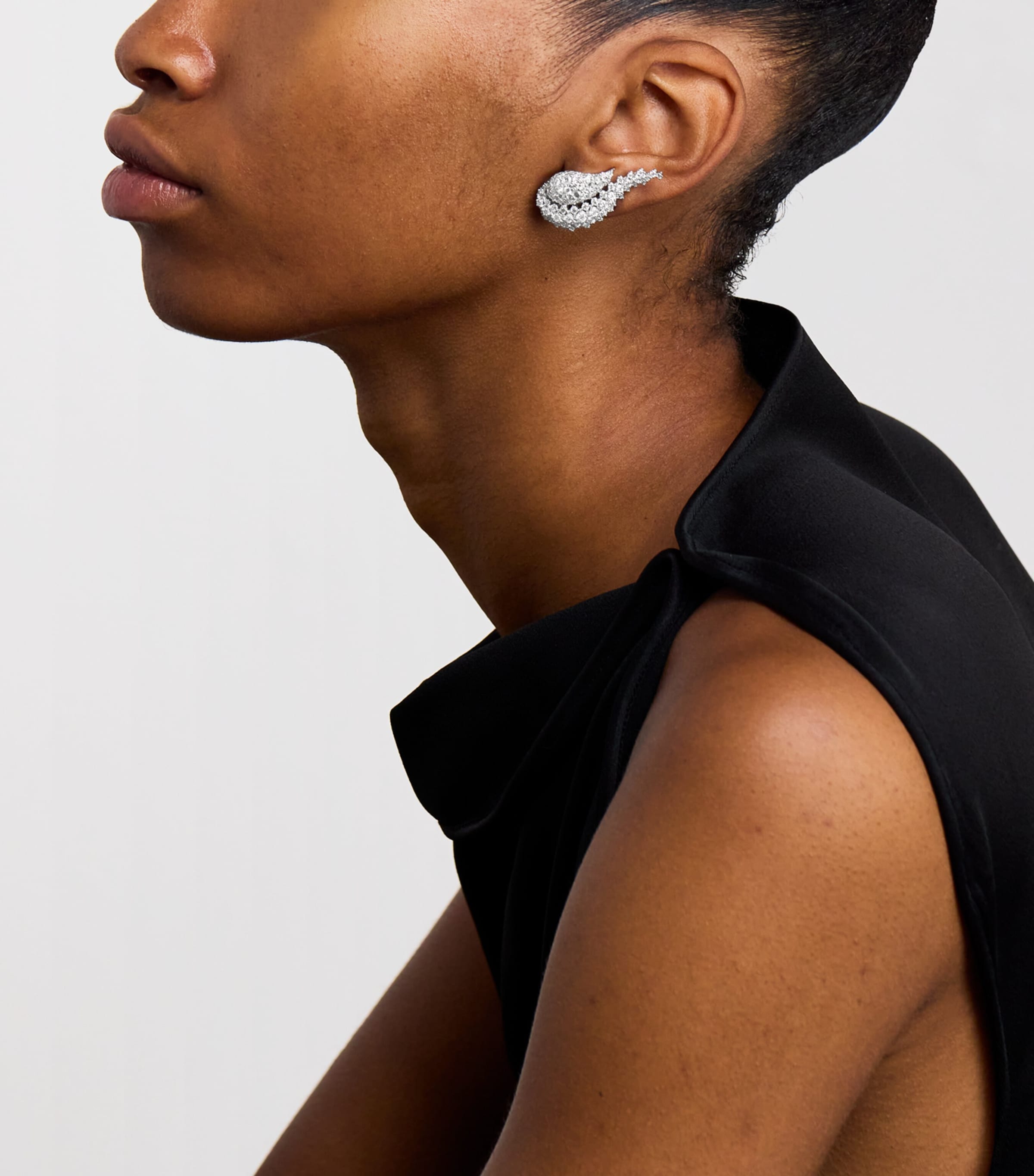 White Gold and Diamond Y-Couture State Stud Earrings