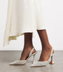 Amina Muaddi White Lace Holli Slingback Heels 95