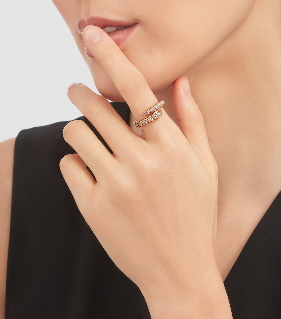 Bvlgari Rose Gold and Diamond Serpenti Viper Ring