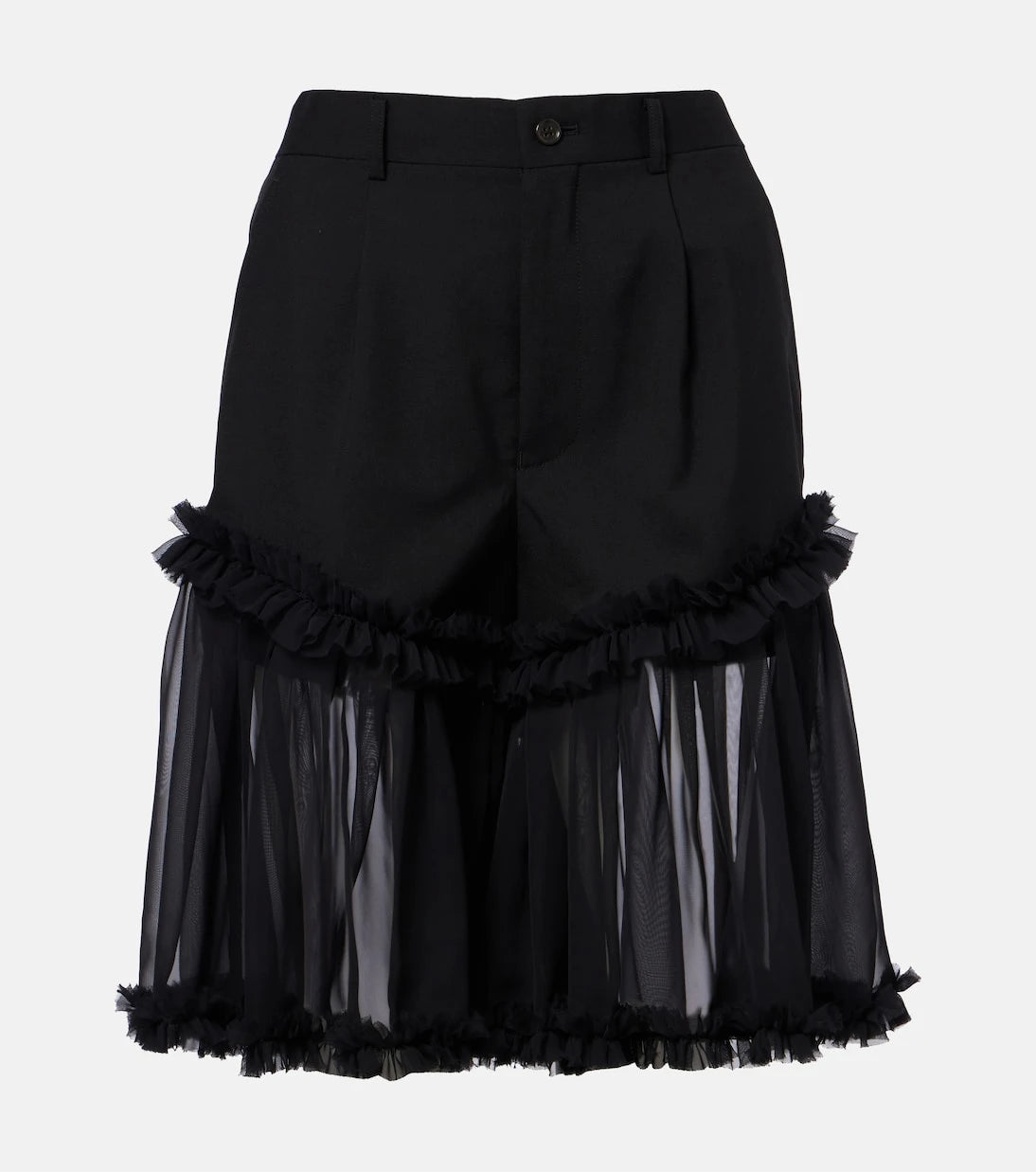 Noir Kei Ninomiya - Ruffled tulle and wool shorts