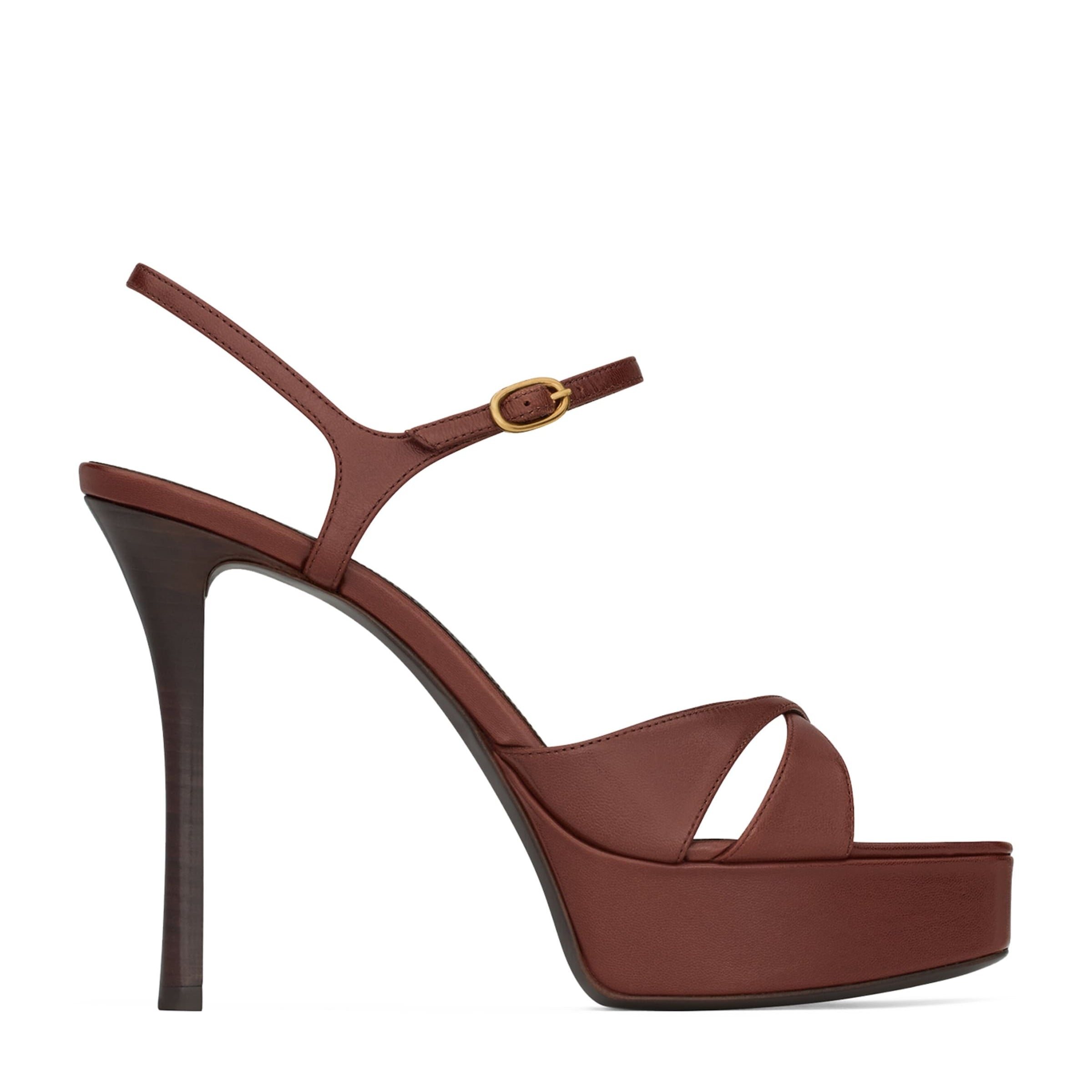 Saint Laurent Beige Debbie Platform Sandals 85