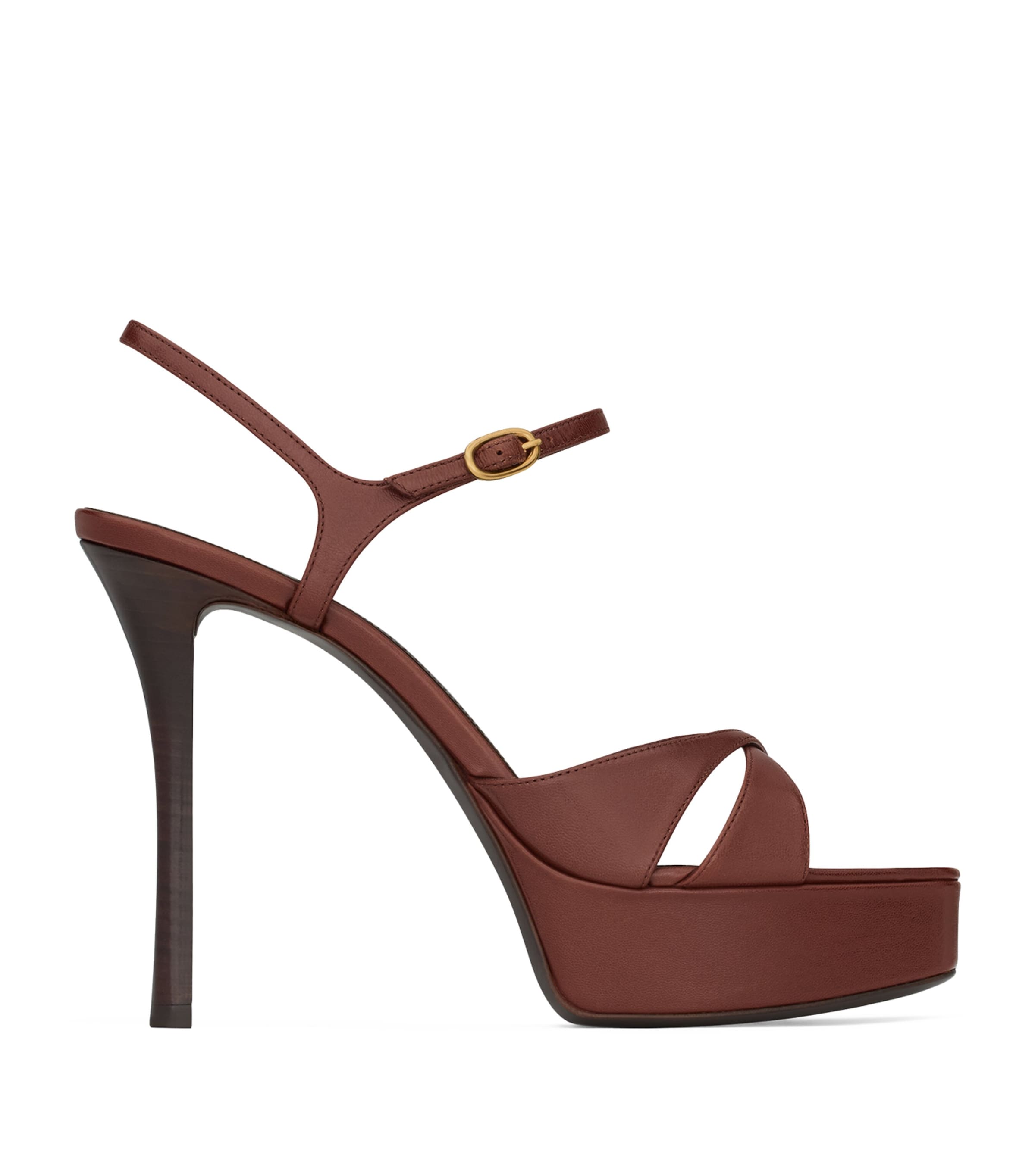 Saint Laurent Beige Debbie Platform Sandals 85