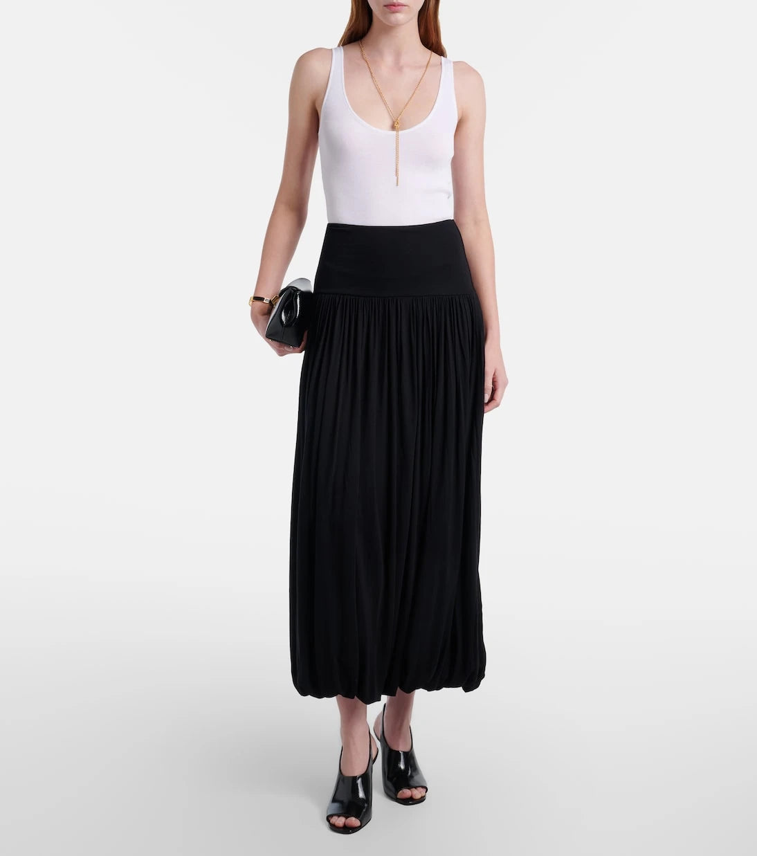 Toteme - Gathered jersey midi skirt