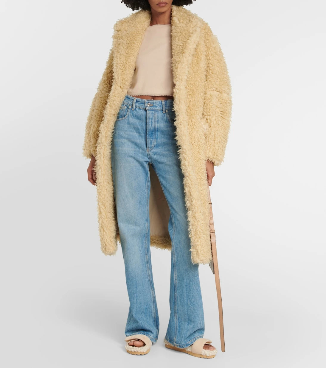 Gia Borghini - Alvine suede and shearling slides