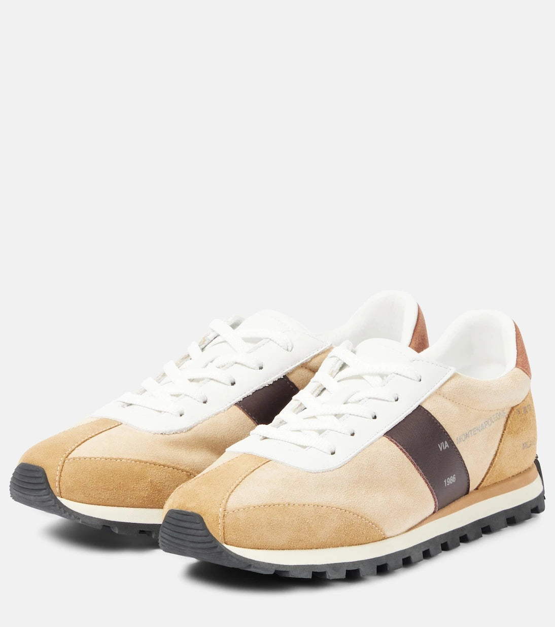 Hogan - Leather-trimmed suede sneakers