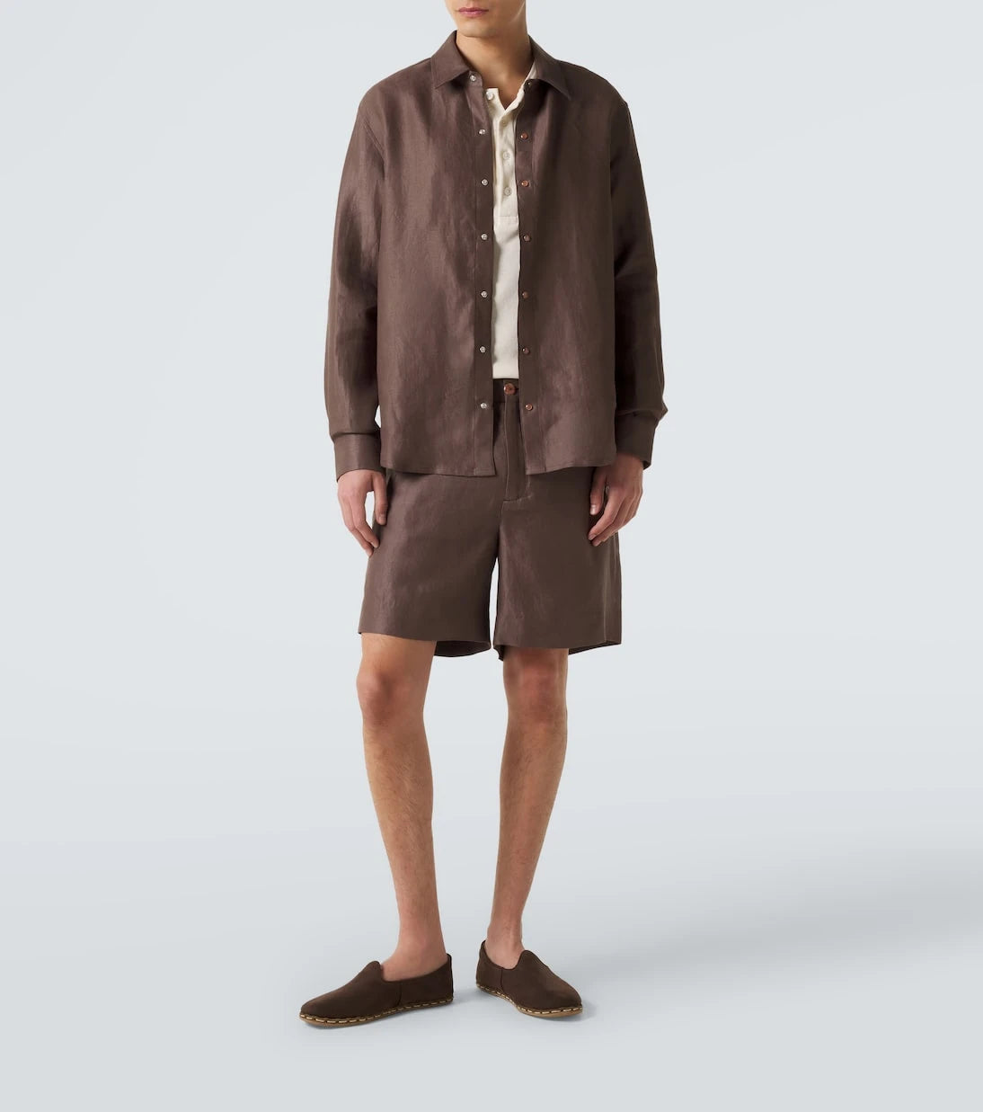God's True Cashmere - Linen shirt with orange sunstone