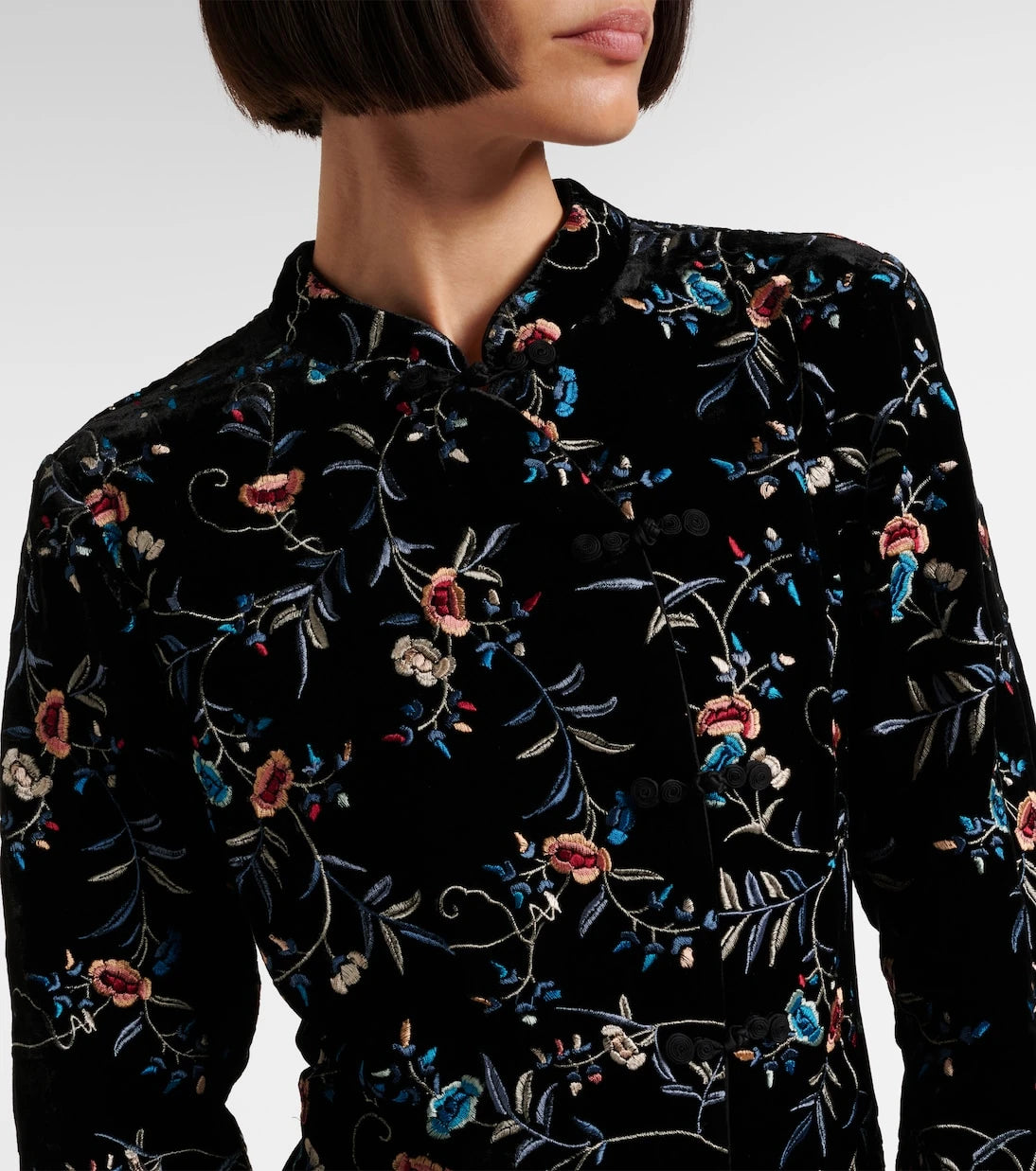 Rixo - Delphina embroidered velvet minidress