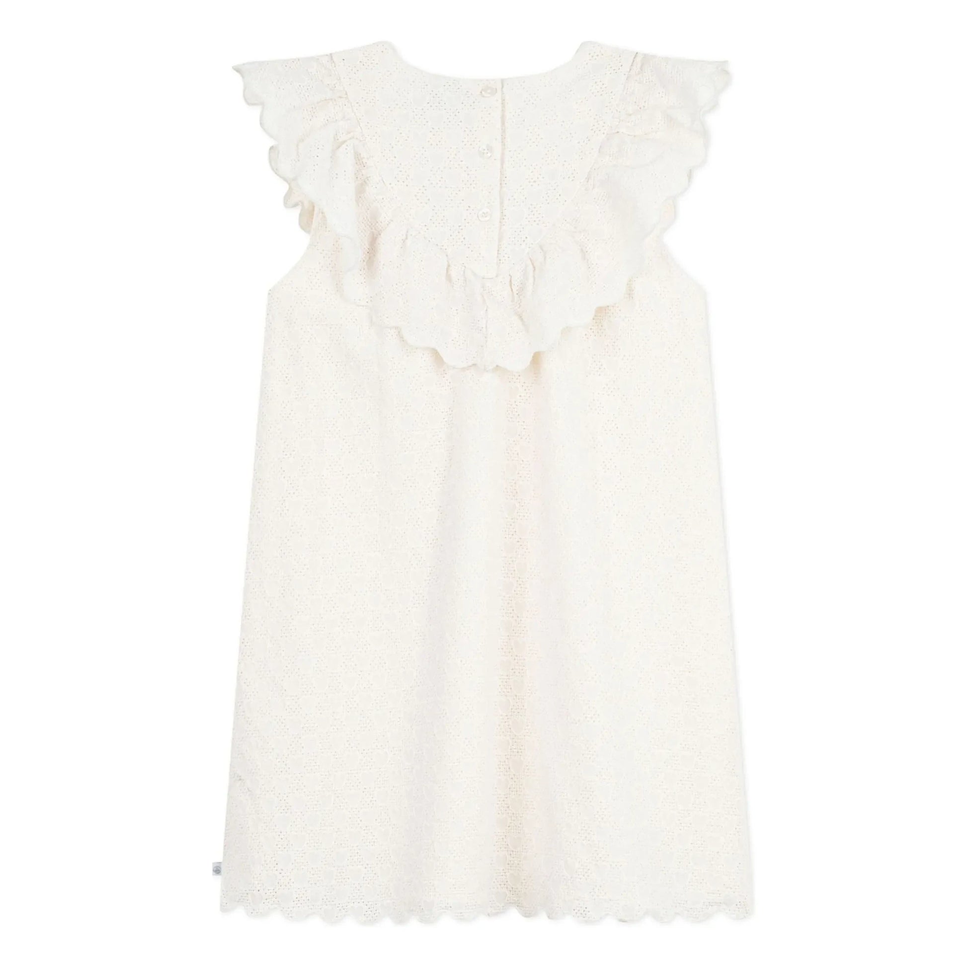 Petit Bateau - Robe Broderie Anglaise Cœurs Coton Bio | White
