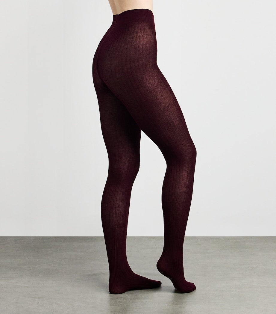 Pink Rib-Knit Tights