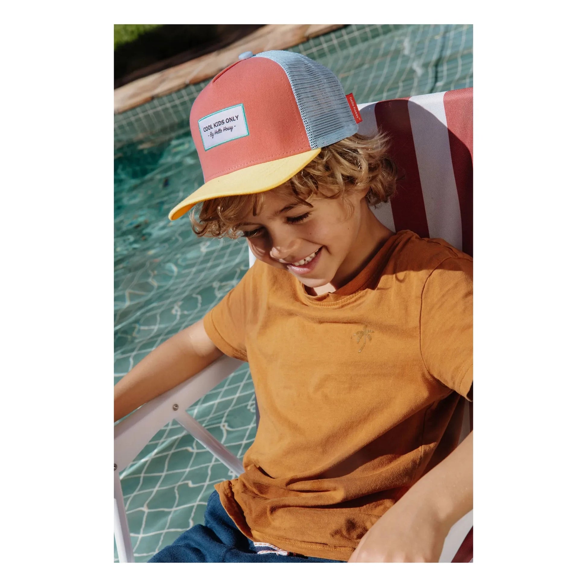 Hello Hossy - Trucker Mini Organic Cotton Curved Visor Cap | Coral