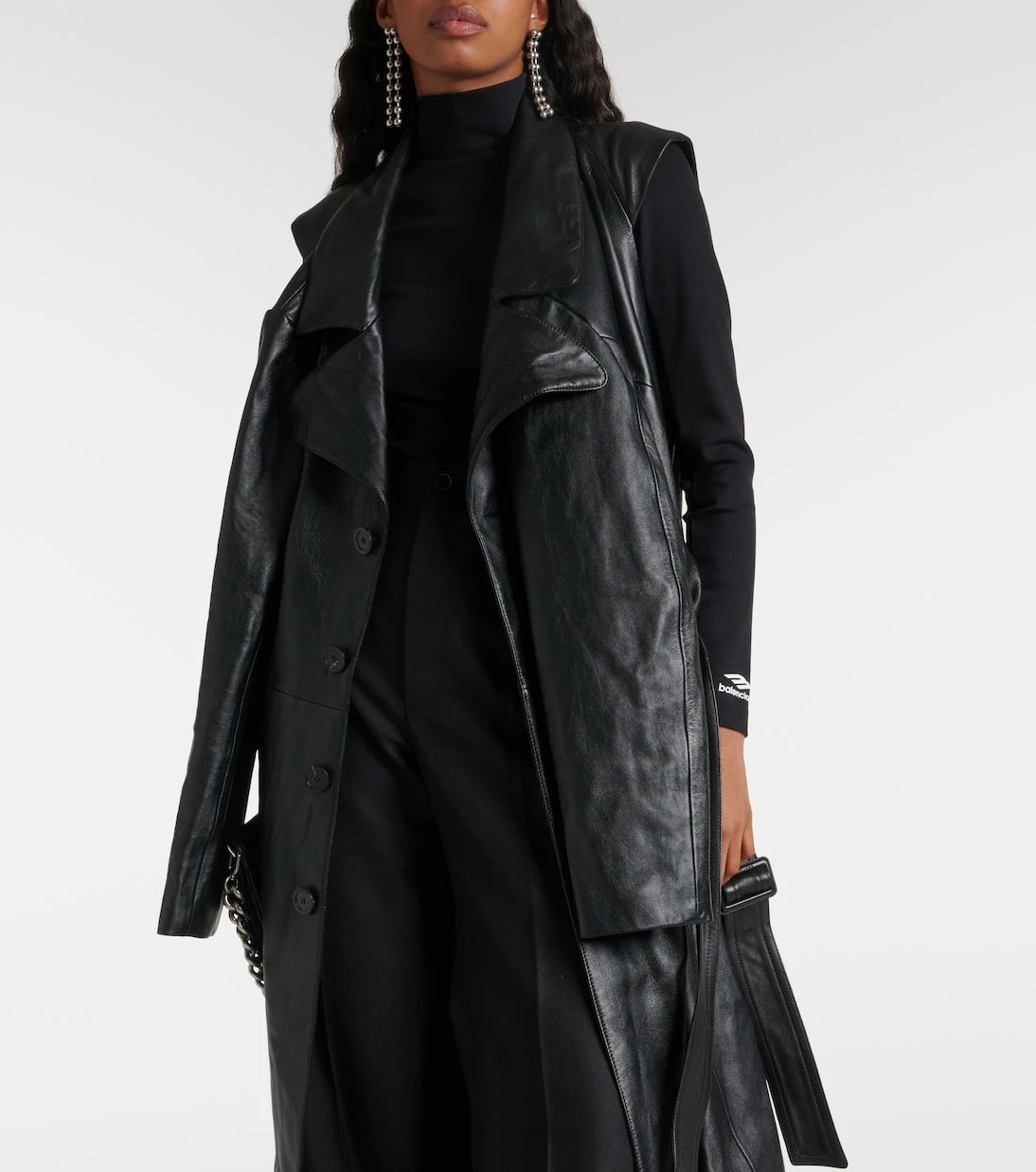 Balenciaga - Single-breasted leather coat