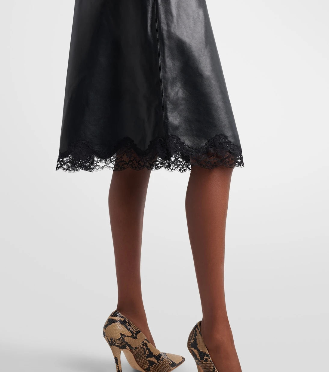 Magda Butrym - Lace-trimmed leather midi dress