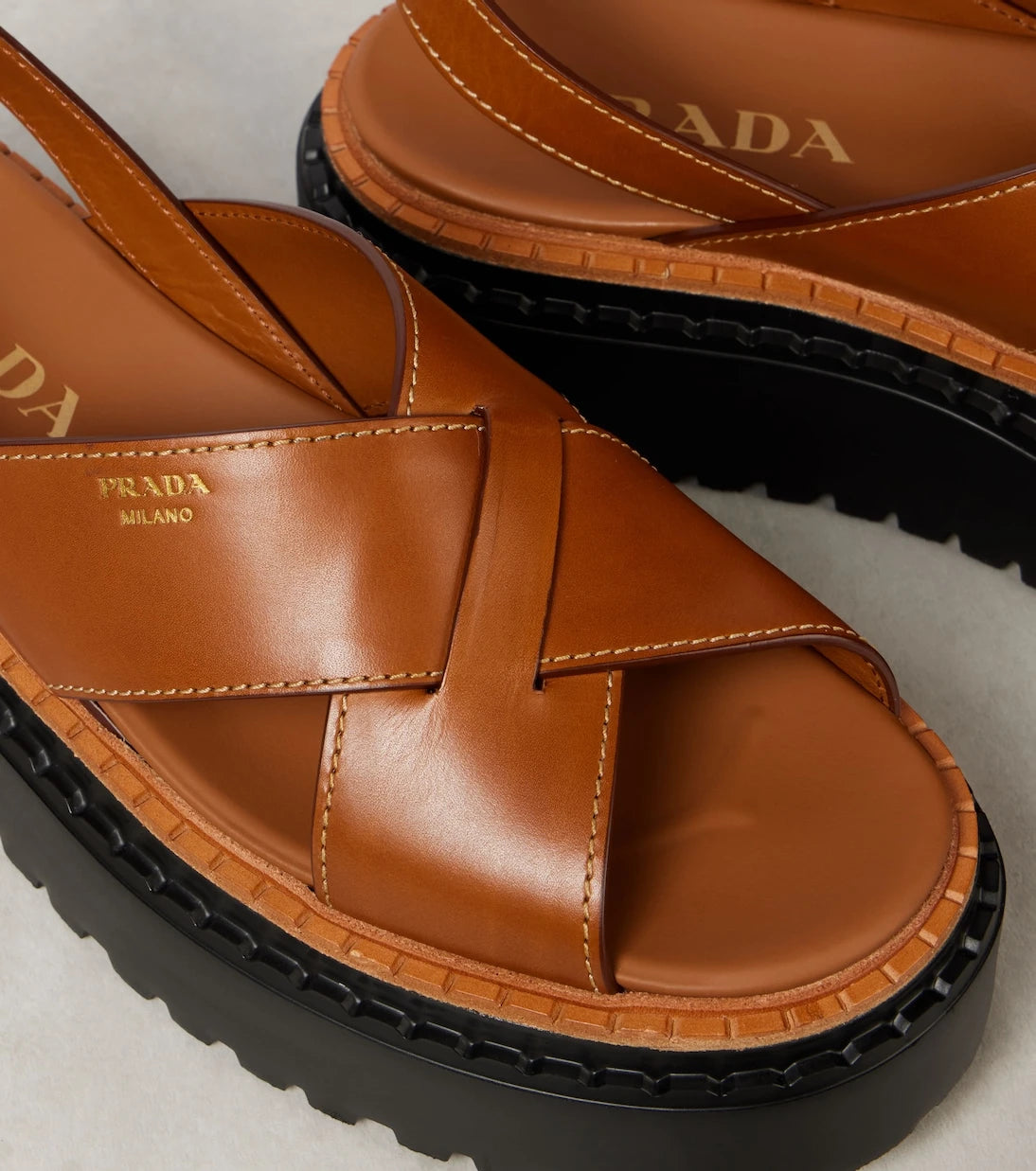 Prada - Leather platform sandals