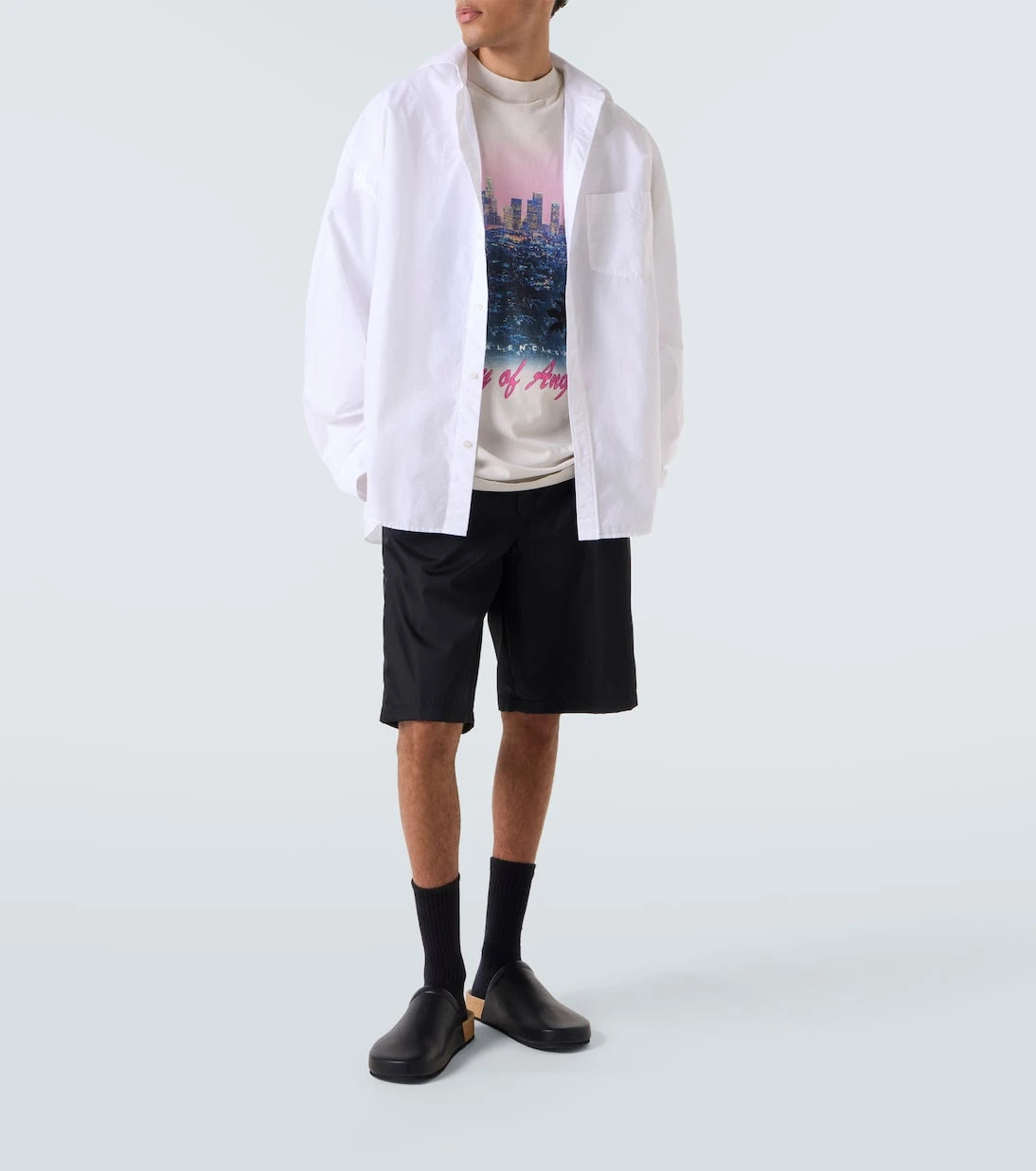 Balenciaga - x Scholl leather mules