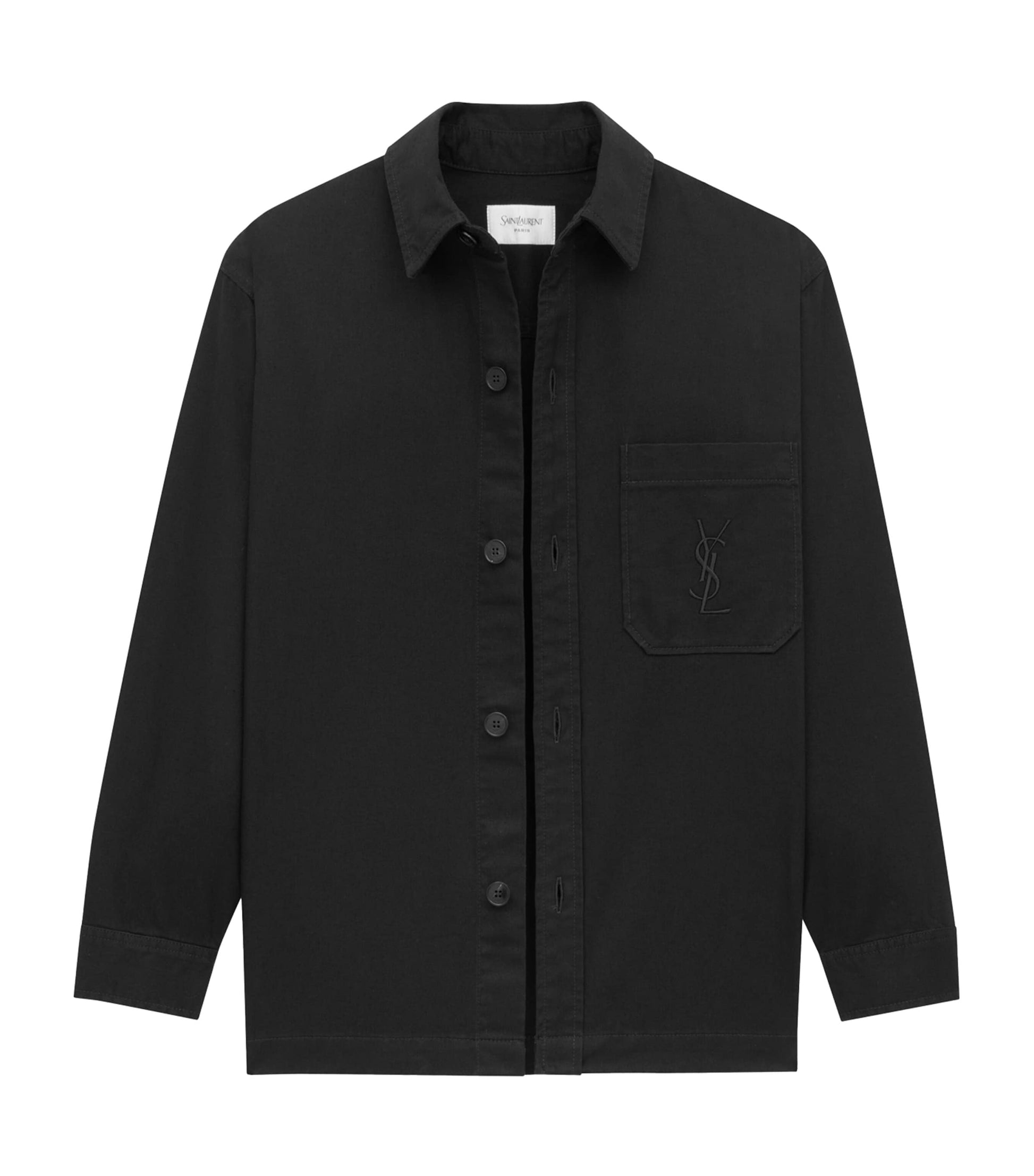 Saint Laurent Black Cotton-Linen Cassandre Overshirt