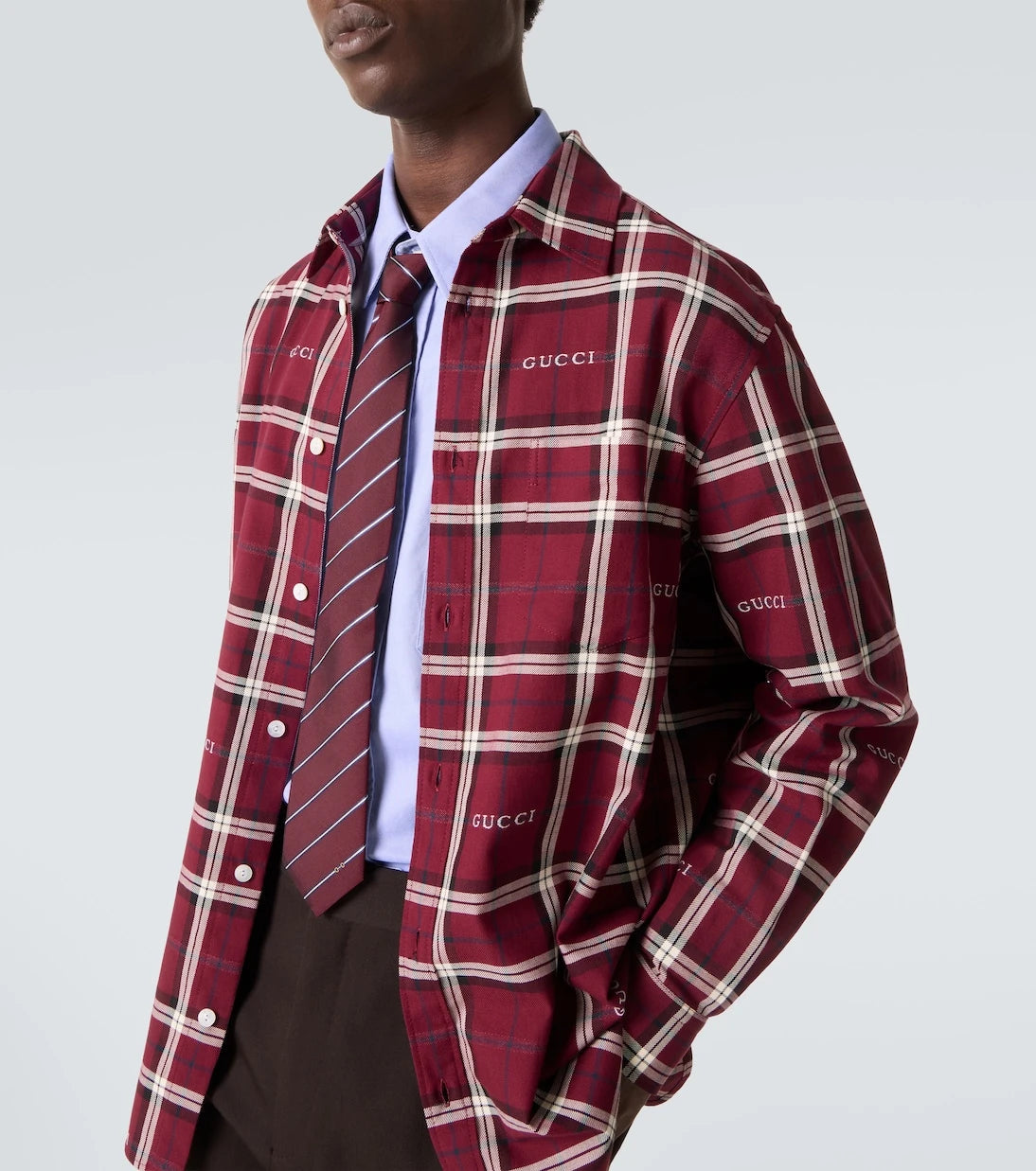 Gucci - Gucci Script plaid cotton jacquard shirt