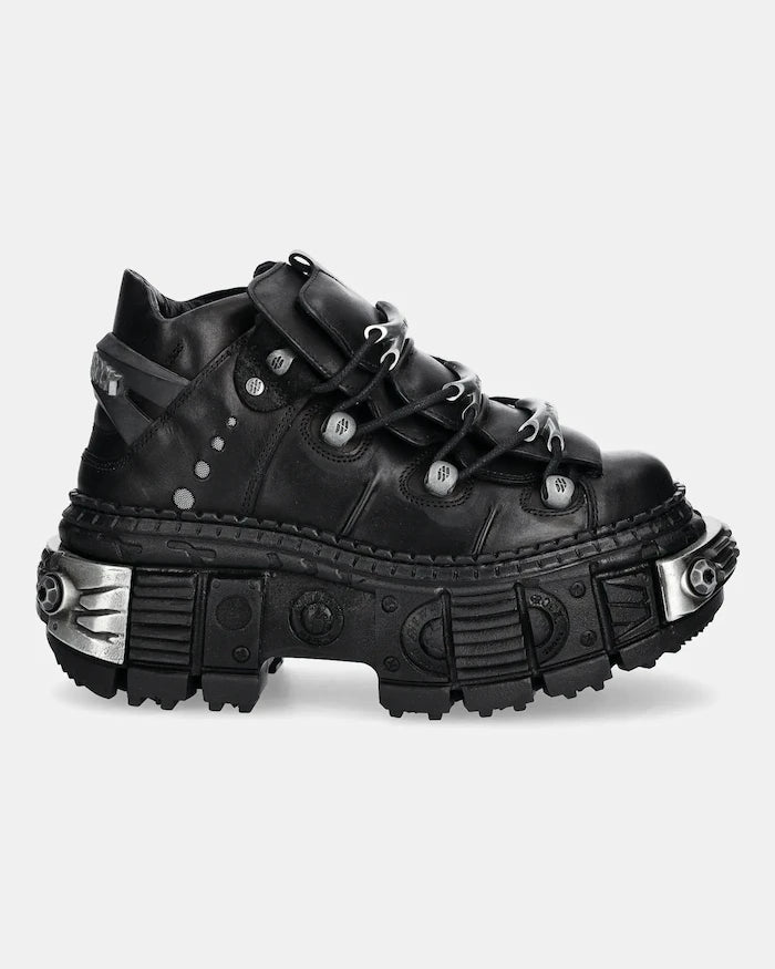 New Rock Crust Negro, Tank Casco Negro Power Deri Sneaker