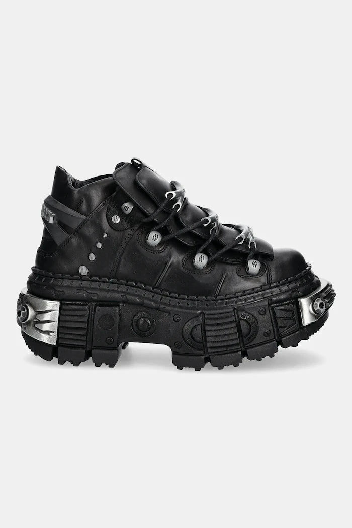 New Rock Crust Negro, Tank Casco Negro Power Deri Sneaker