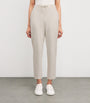 Beige Cotton-Blend Drawstring Trousers