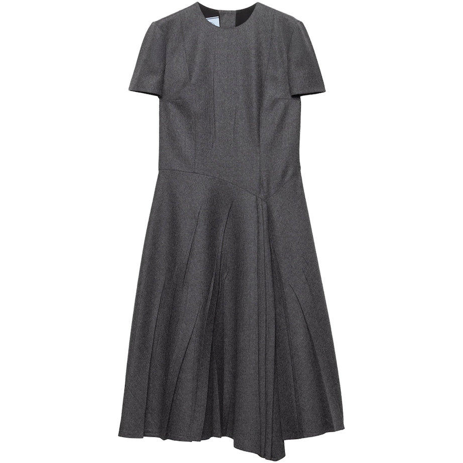 Prada Grey Wool Flannel Midi Dress