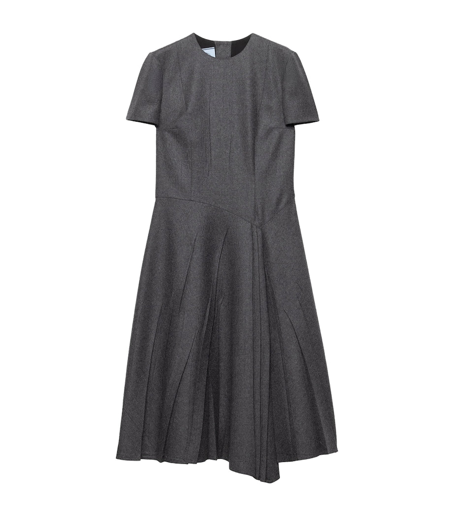 Prada Grey Wool Flannel Midi Dress