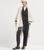 Brunello Cucinelli White Wool-Cashmere Reversible Poncho