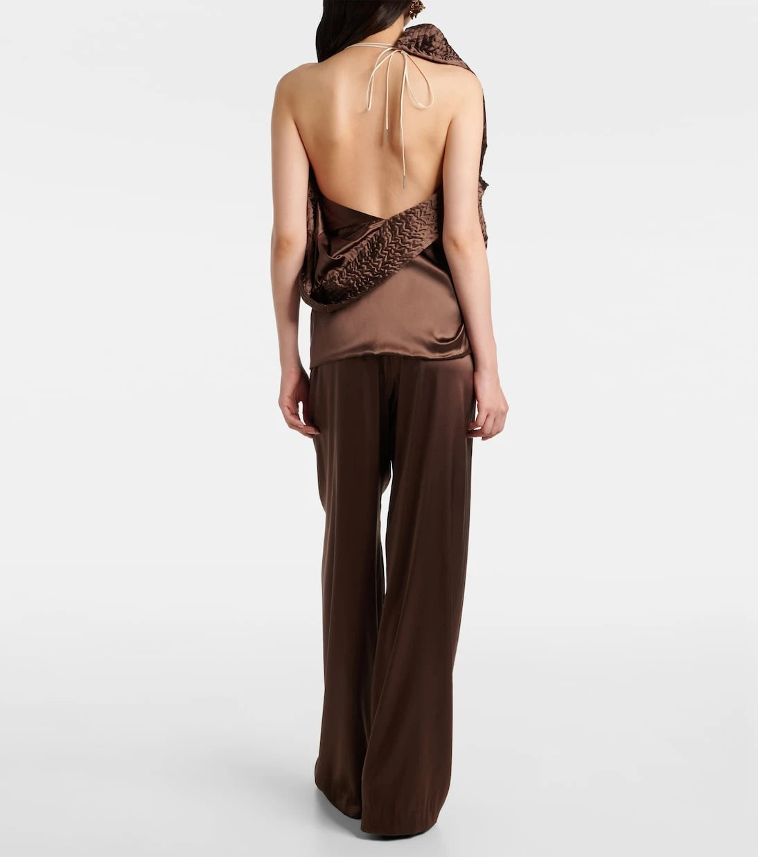 Dries Van Noten - توب من الساتان الحريري المخلوط بتصميم غير متماثل ومنسدل