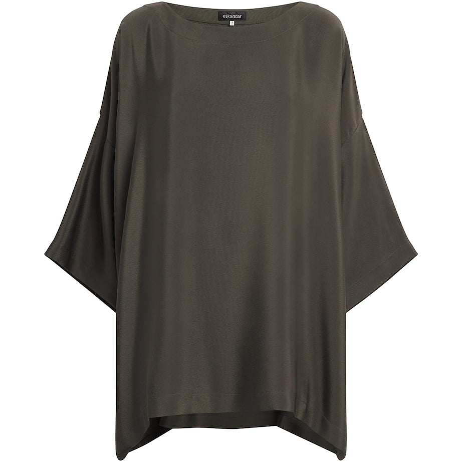 Green Silk Boat-Neck Tunic