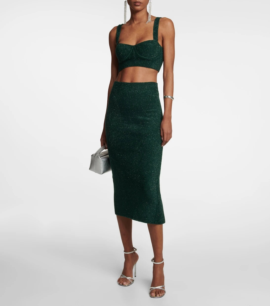 Galvan - Moonlight metallic knit crop top