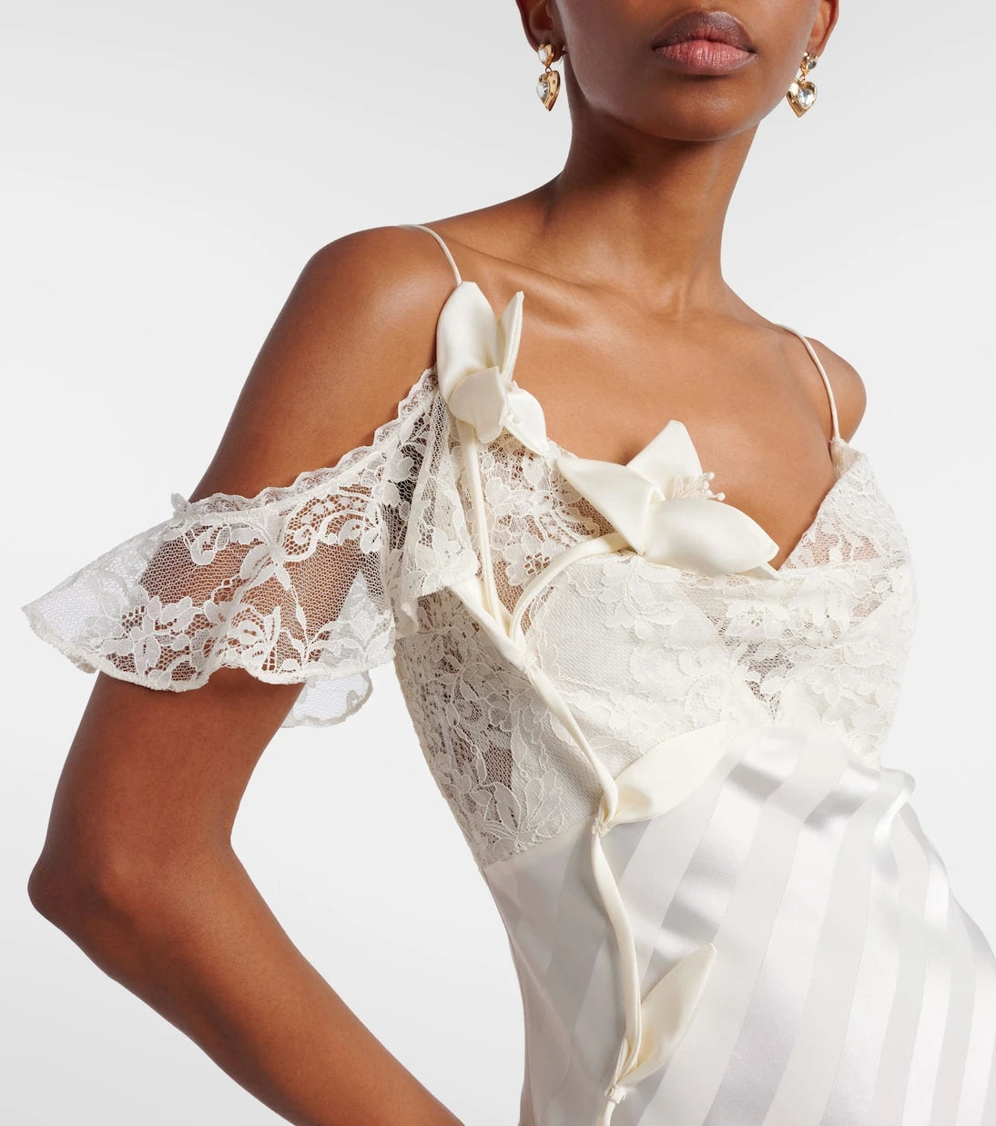 Self-Portrait - Lace-trimmed satin gown