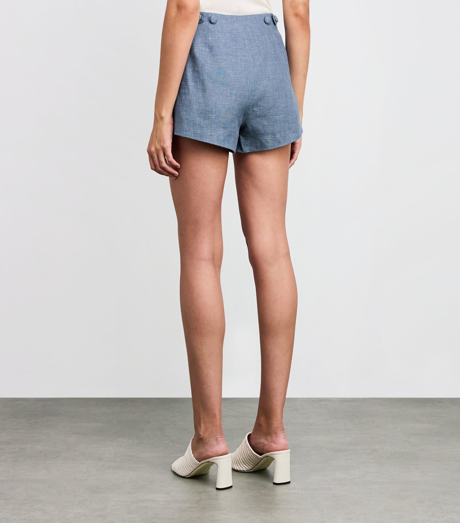 Posse Blue Linen Thea Tailored Shorts