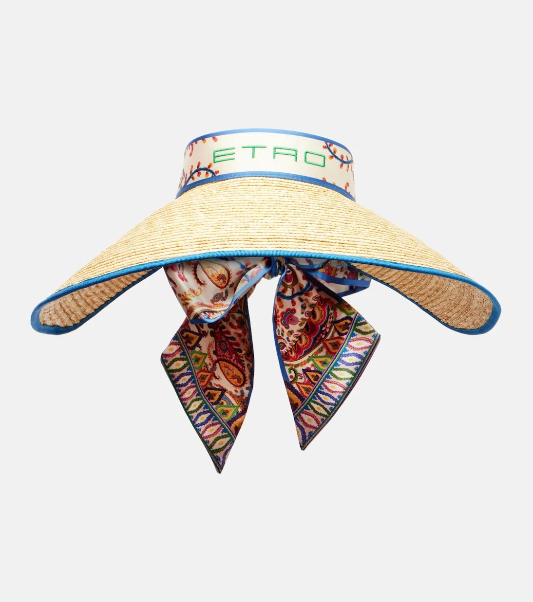 Etro - قبعة قش واقية من الشمس مزينة بالشعار