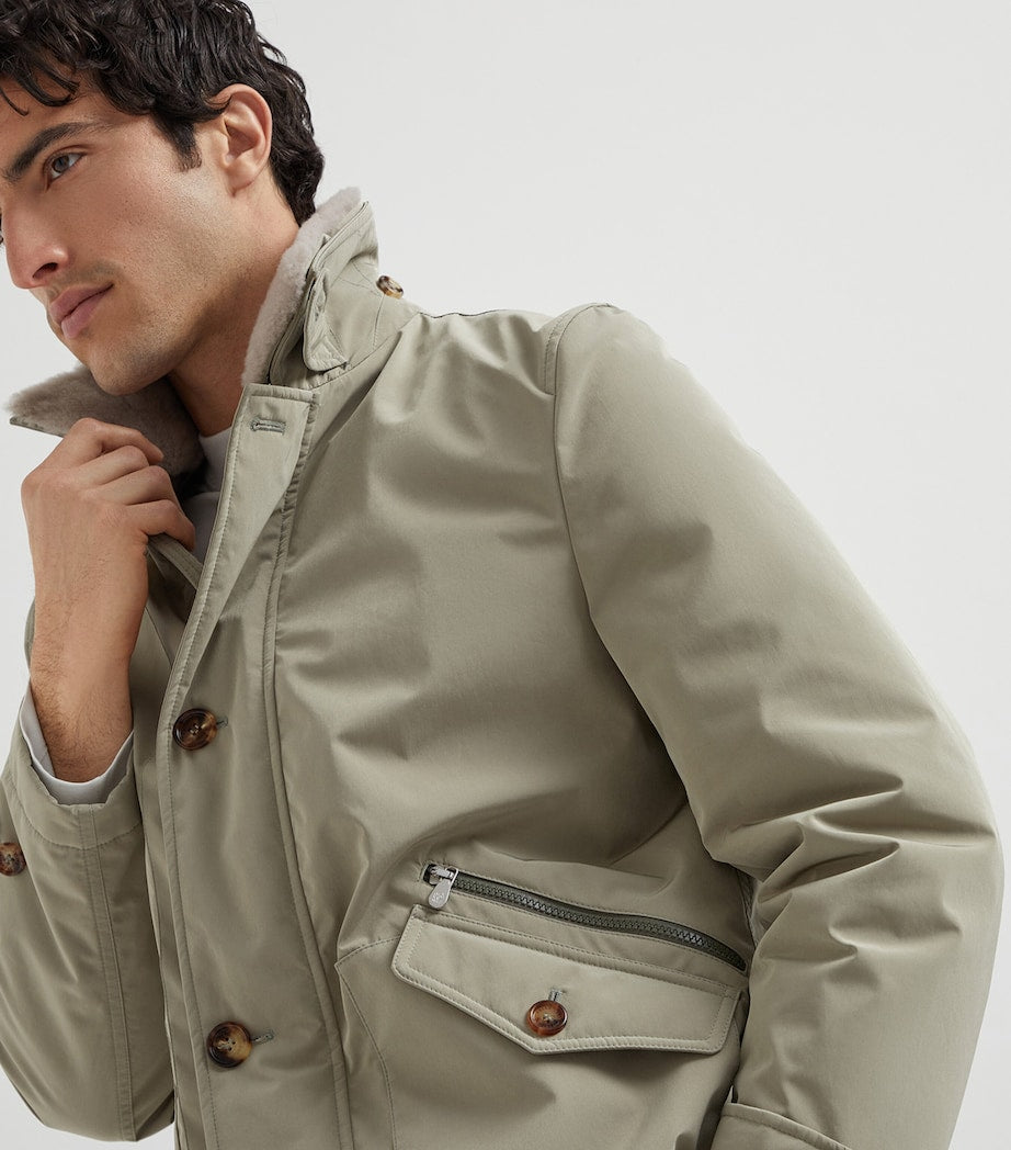 Brunello Cucinelli Brown Water-Resistant Detachable Collar Jacket