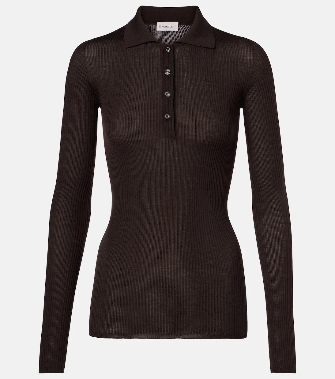 Moncler - Ribbed-knit wool polo shirt