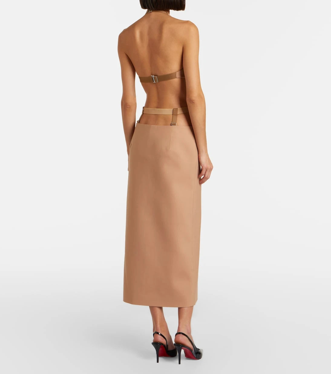 Mugler - تنورة قلم رصاص بفتحات من مزيج الصوف