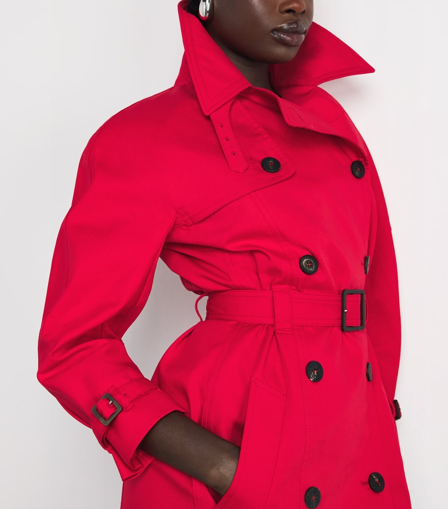 Red Cotton-Blend Trench Coat