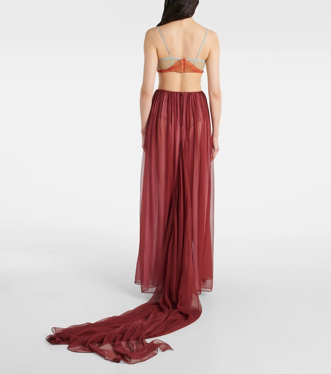 Nensi Dojaka - Dahlia silk open-back bustier gown