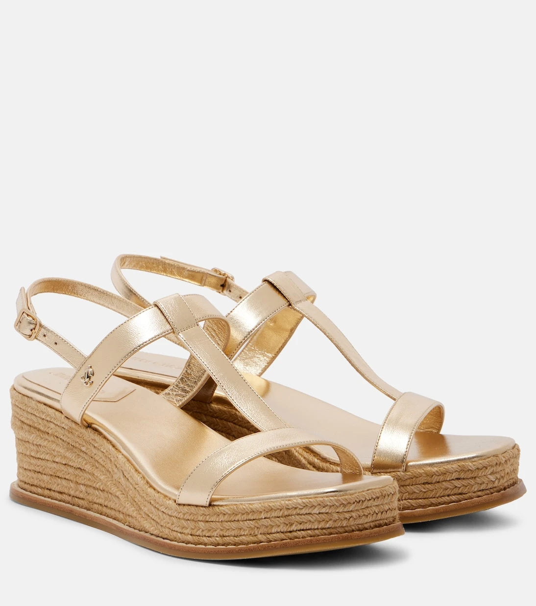 Jimmy Choo - Theia 60 metallic leather espadrille wedges