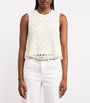 Maje White Crochet Beaded Top