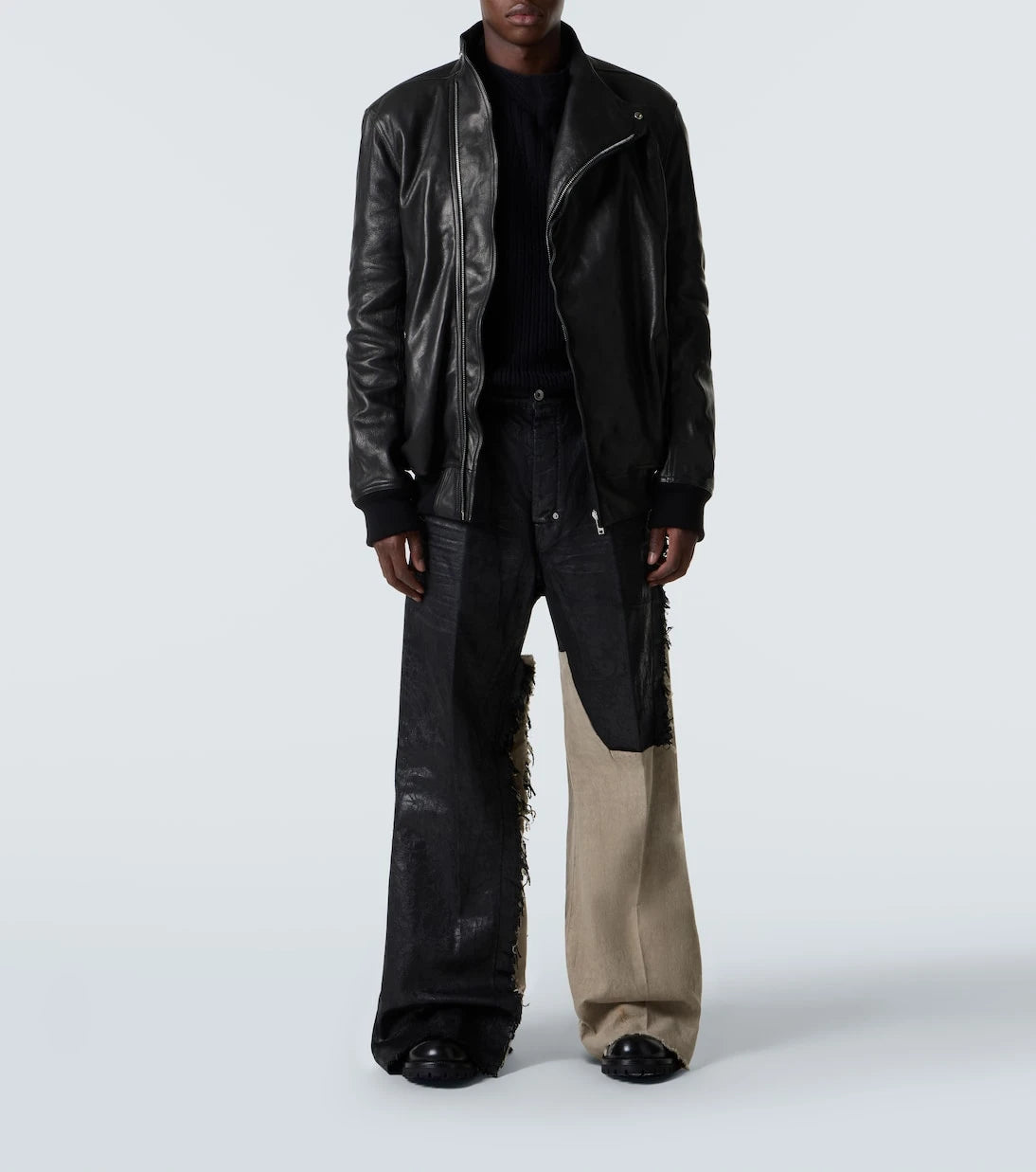 Rick Owens - Joris coated distressed wide-leg jeans