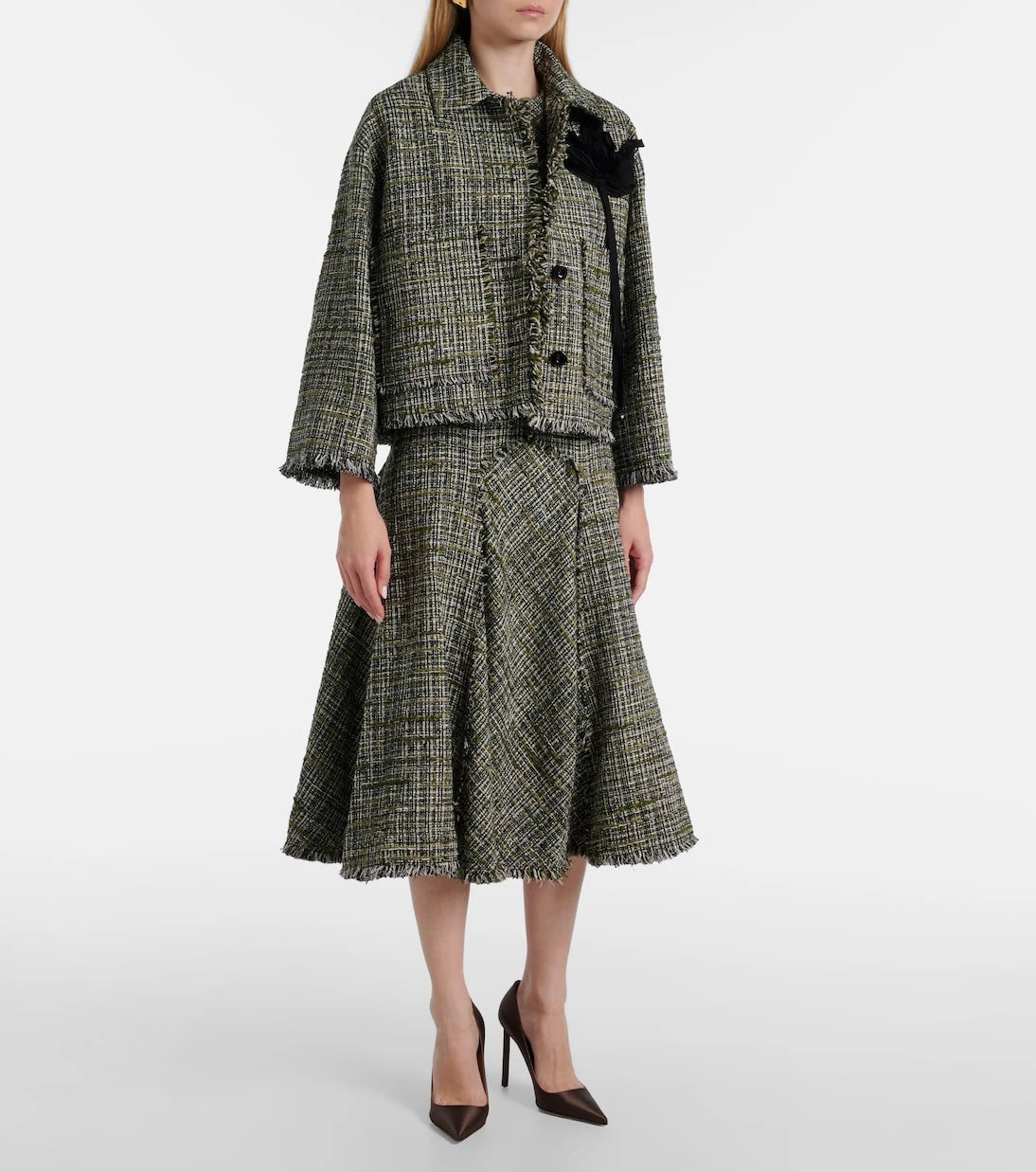 Erdem - Draped tweed midi dress