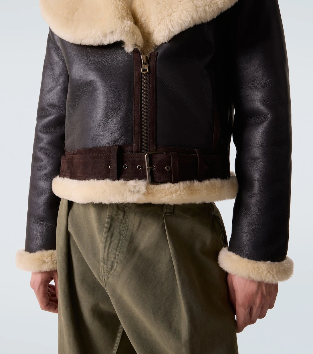 JW Anderson - Shearling-trimmed leather jacket