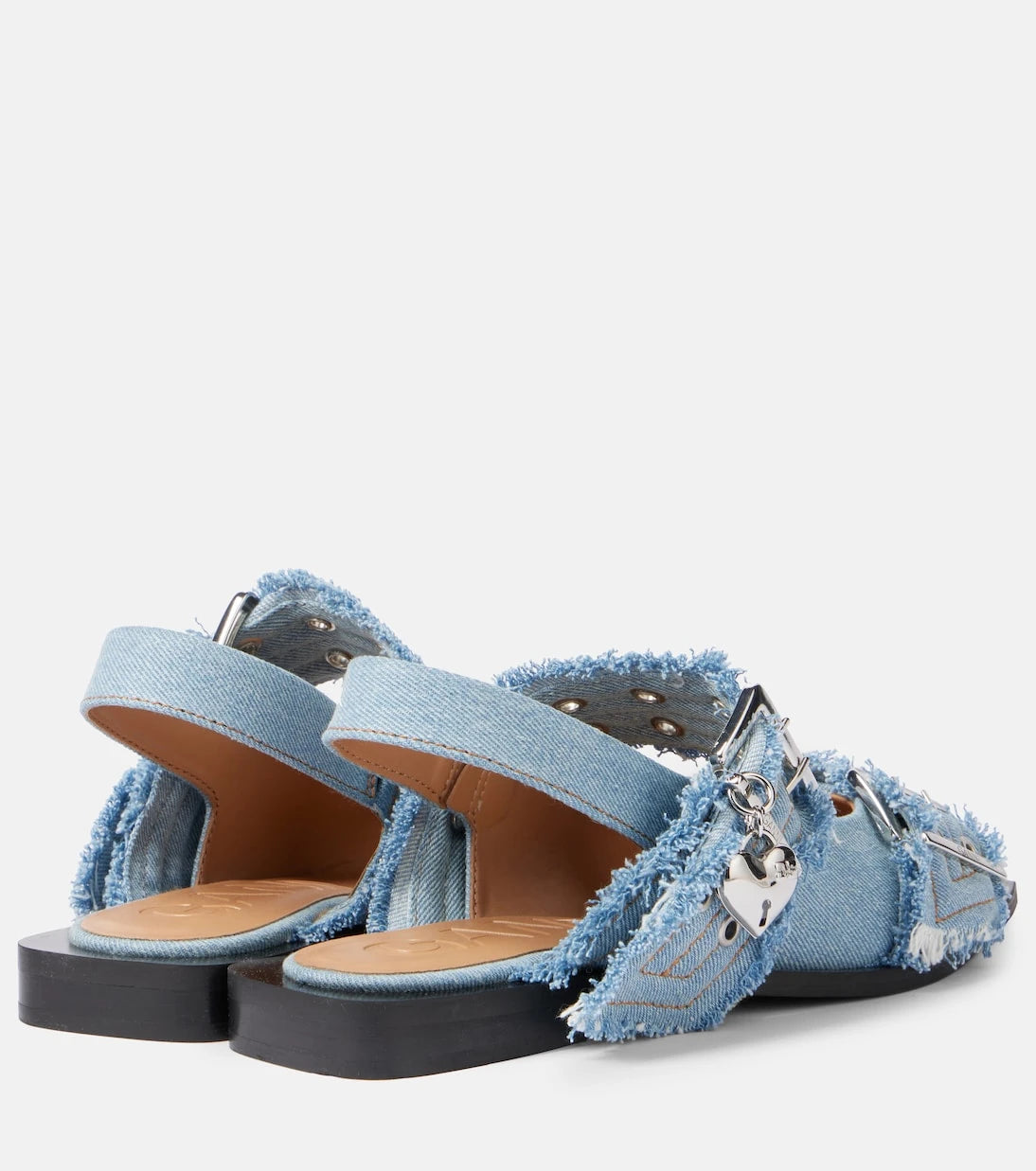 Ganni - Feminine Buckle denim ballet flats