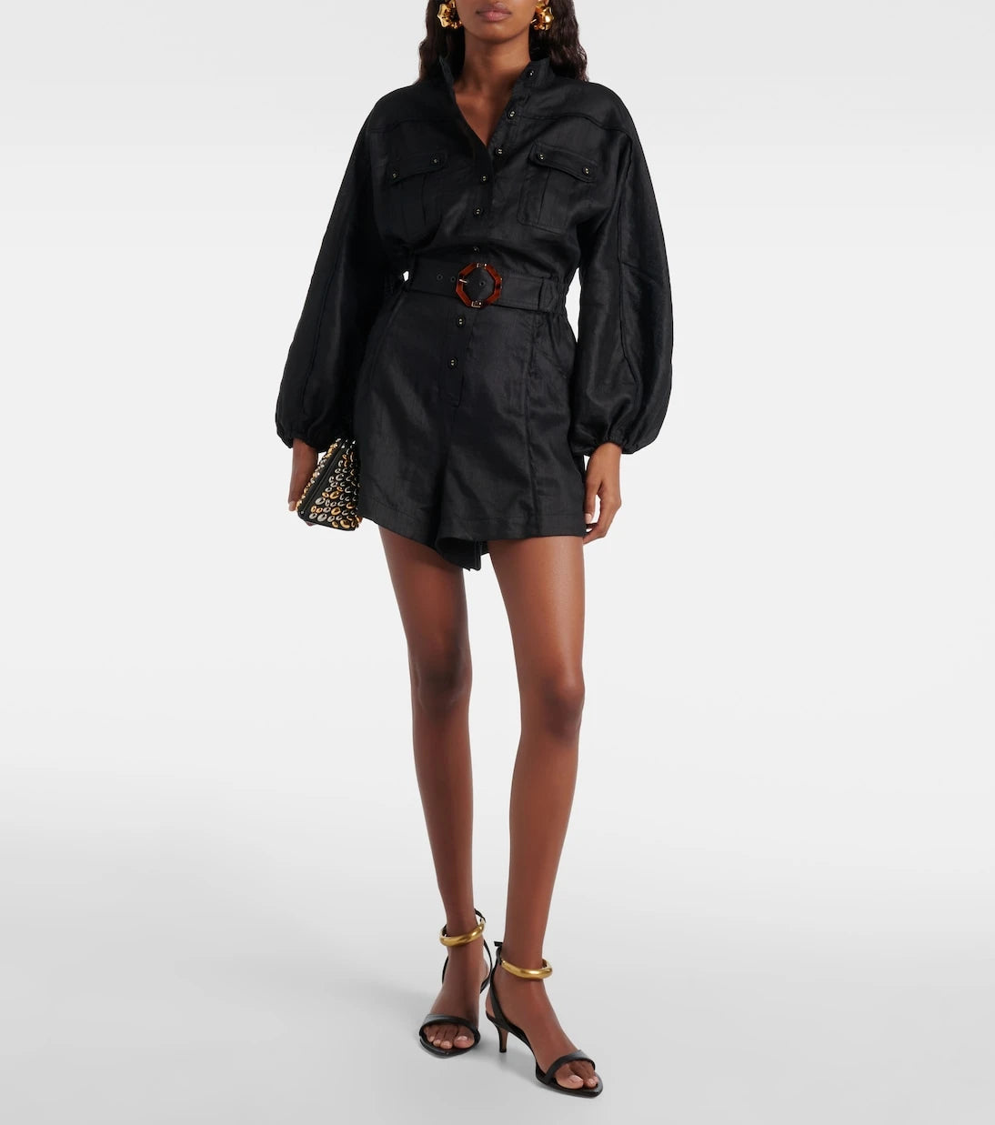 Zimmermann - Belted linen playsuit