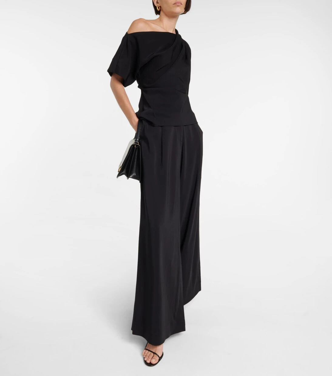 CO - High-rise jersey wide-leg pants