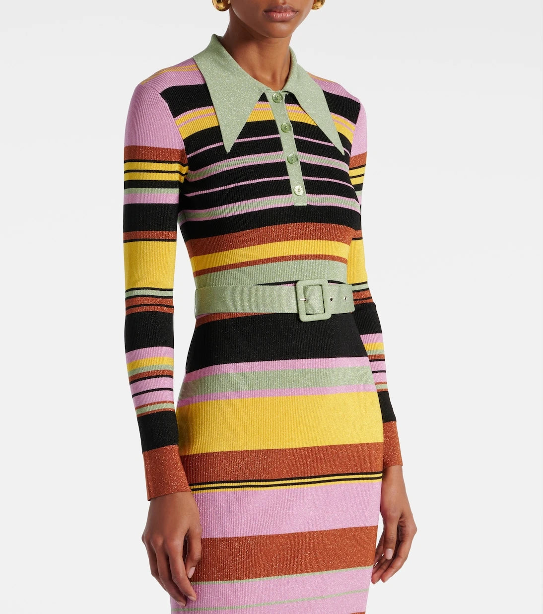 Rixo - Striped metallic midi dress