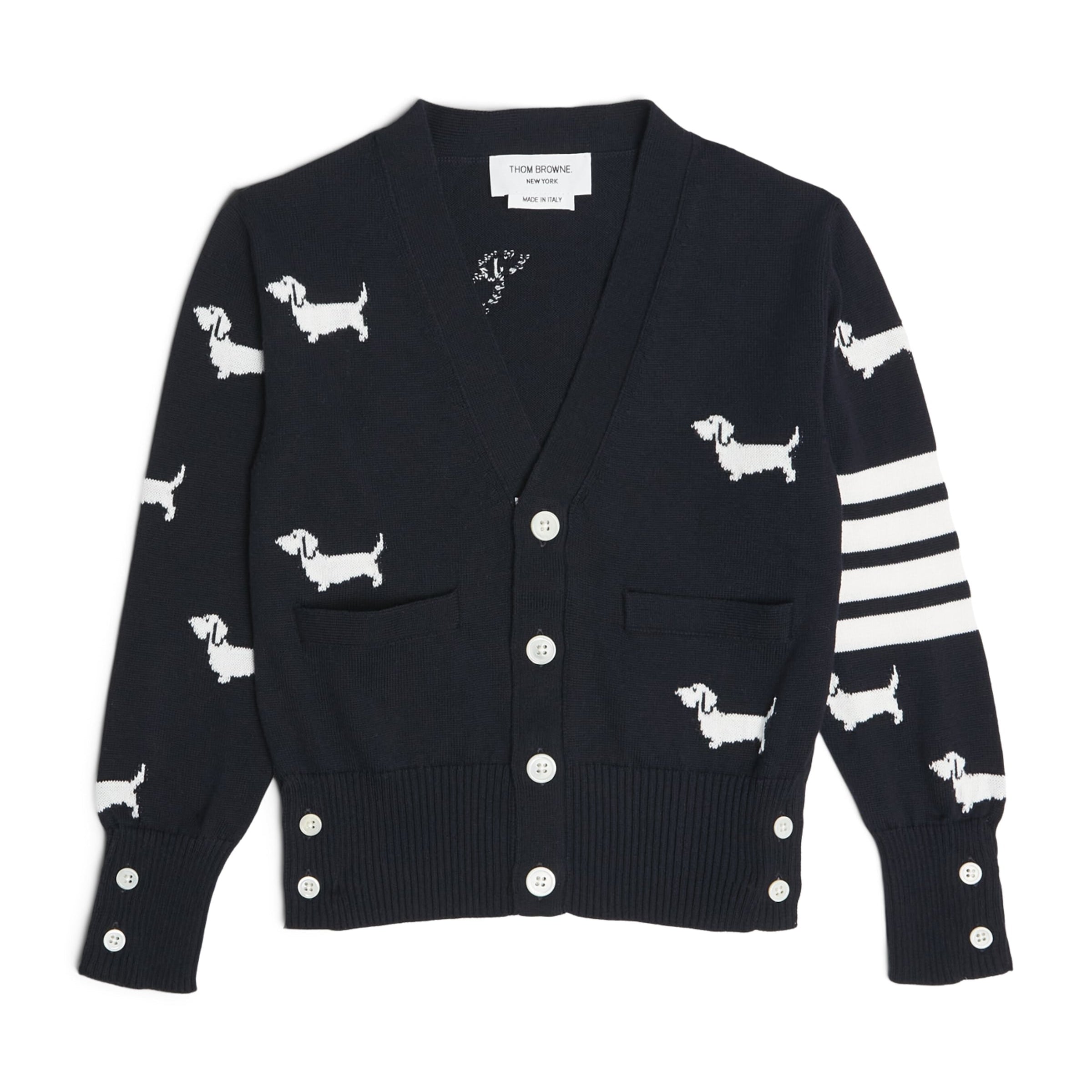 Thom Browne Kids Cotton Dog Cardigan (2-12 Years)